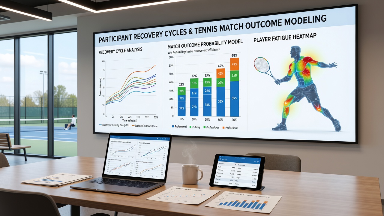 Data visualization of tennis recovery cycles plotted against match outcome predictions