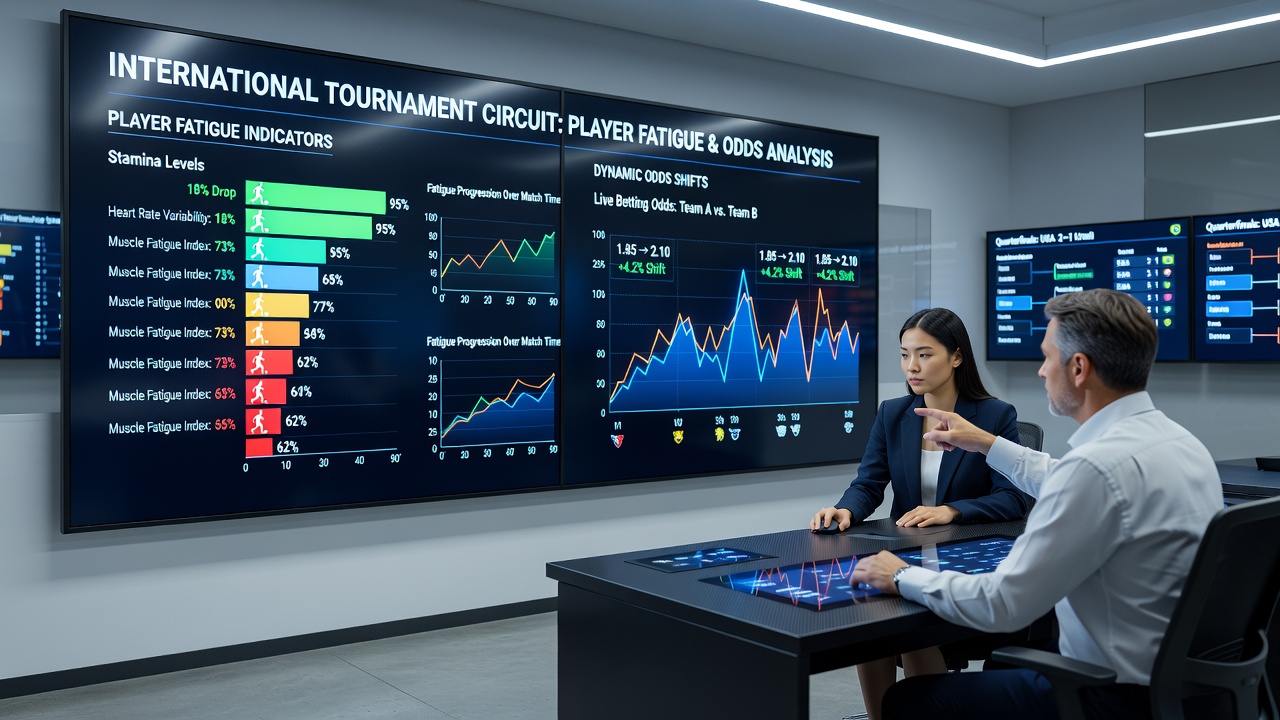 Live sports betting interface displaying shifting odds during an ongoing international match with player performance stats overlaid
