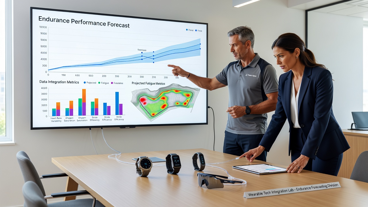 Dashboard interface displaying integrated wearable data streams for endurance athlete performance prediction