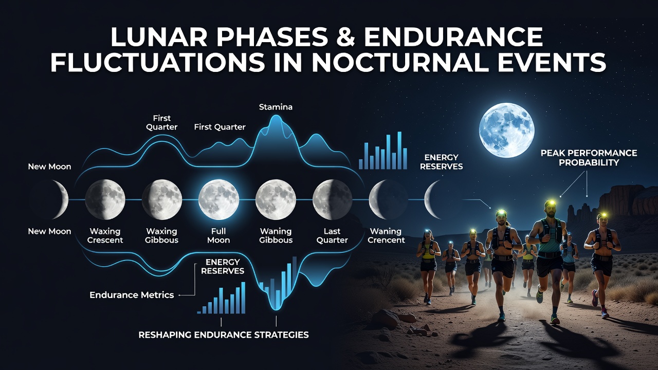 Data visualization showing endurance performance curves across lunar cycles in international night races