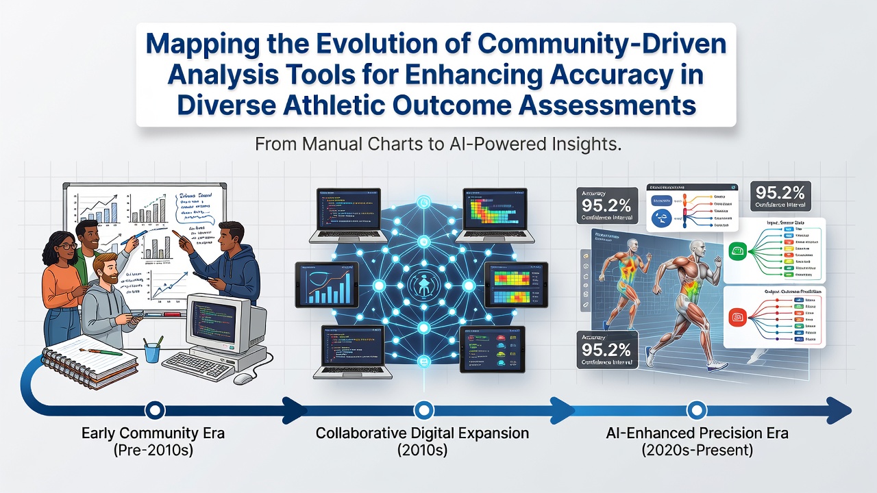 Community analysts reviewing sports performance data on multiple screens during a live event
